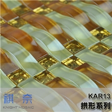 【现货】拱形弧形水晶玻璃马赛克橙色彩色背景墙个性电视墙