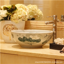 景德镇陶瓷艺术台盆面盆台上盆洗脸盆洗手盆春荷