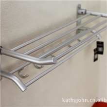 百泓太空铝卫浴挂件浴室浴巾架置物架带挂钩可折叠B1-004