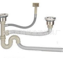 （热销优质）双槽洗菜盆下水器S弯防臭下水