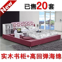 苏州简约大床边韩式家居布艺双人软床1.8米1.5米可定做8801-2