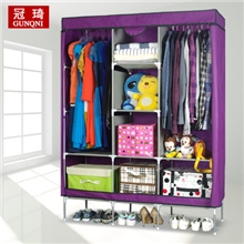 厂家直销冠琦热卖简易衣柜布衣柜双人折叠衣橱防潮防尘