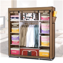 厂家直销全网热卖冠琦折叠布衣柜简易衣柜双人衣橱钢架加固