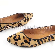 【清货不换退】真皮马毛豹纹平底鞋尖头马毛100%真皮马毛女鞋批发