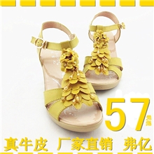 【断码清仓】女士凉鞋休闲真牛皮流苏水钻高跟淑女凉鞋批发凉鞋