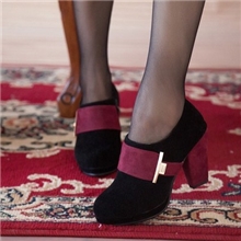 2013新款韩版粗跟拼色磨砂皮单鞋高跟防水台欧美女鞋英伦风夜店鞋