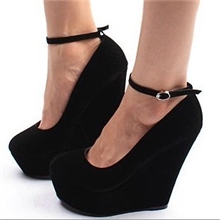 欧美外贸潮女鞋批发圆头磨砂面厚底松糕防水台超高跟坡跟新款单鞋