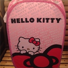 新款HELLOKITTY脏衣篮折叠网状污衣蓝蝴蝶结kt玩具收纳篮