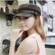 韩国版新款针织帽子皮沿时装帽海军帽平顶帽子批发