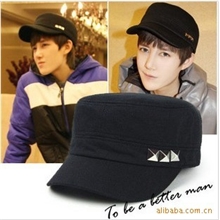 M029外贸经典三铆钉棒球帽鸭舌帽休闲军帽男士平顶帽帽子