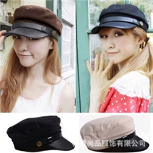 M001夏季热销小辣椒海军帽韩版皮帽檐男女士帽子平顶帽休闲军帽
