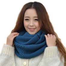 孔雀蓝新款韩版毛线套头围脖围巾秋冬季女冬天保暖加厚批发