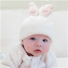 新生儿帽子秋季婴幼儿雪尼尔兔兔帽子男女萌宝宝长耳朵帽子