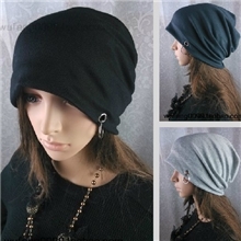 韩版新款头巾帽男女情侣帽纯色帽薄帽布帽铁环铁圈包头帽子