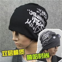 帽子男士韩版潮流帽秋冬季休闲帽字母头巾帽时尚街舞嘻哈帽新款