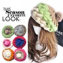 韩国进口兔毛球针织帽秋冬季新款女士毛线帽女帽杂线帽贝雷帽