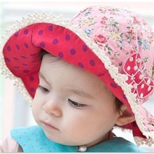 2013韩版新款帽子批发蝴蝶结婴儿童棉布帽田园风格碎花盆帽