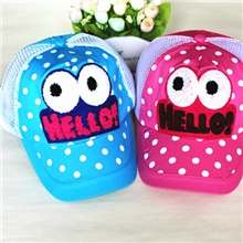 2013春夏新款儿童帽子批发大眼圆点男女儿童网帽棒球帽子