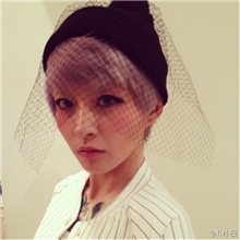 新款王菲同款网纱面纱针织帽子批发欧美风女士复古礼帽