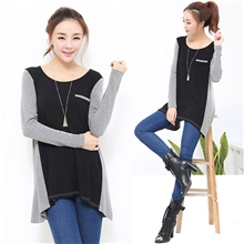 秋装新款打底衫长袖韩国时尚长款t恤女式宽松上衣厂家批发9108