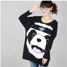 爱情公寓3关谷同款宽松大码长袖打底衫熊猫图案情侣衫