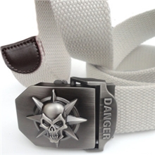 批发骷髅头个性时尚男士帆布腰带潮人休闲编织女士皮带外贸裤带