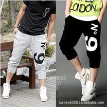 [品质保证]韩版七分裤男运动休闲7分裤情侣款系绳七分裤批发