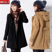 批发秋冬新款韩版宽松大码女士呢子女大衣中长款毛呢外套女风衣