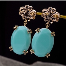 A00317复古饰品美国大牌H&M安娜范冰冰同款蓝宝石女款耳环