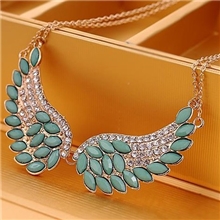 B0002欧美饰品时尚大方爱神天使翅膀镶钻项链宝石翅膀项链