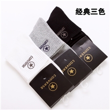 厂家批发中筒匡威男运动男袜外贸原单精梳棉男士中筒袜刺绣袜