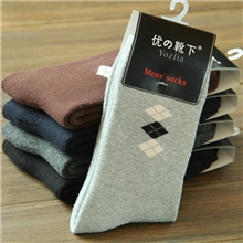 优の靴下全棉小菱格款男士毛巾袜毛圈男袜子批发5色可选0398