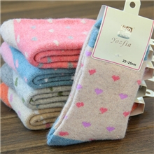 【特价】优の靴下特厚爱心款羊毛毛巾女袜子加厚毛圈袜批发0402