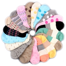 纯棉可爱女士全棉船袜6款组合袜子批发30色可选包退换A58100