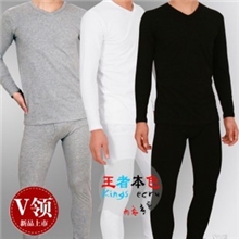 《热销款》男士V领薄款保暖内衣彩侣克兰365莱卡棉秋衣秋裤