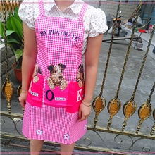 围裙厂家特价批发韩版狗背带厨房围裙OK三只狗斜纹桃皮绒围裙