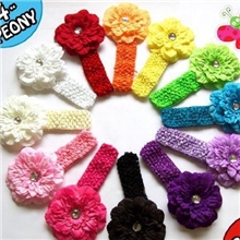 供应春夏款欧美针织气质牡丹花发带（混批）