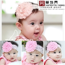 201289亮粉大花朵蕾丝儿童发带/婴儿发饰发带/韩国宝宝头带