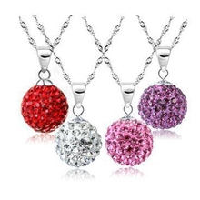 925纯银项链批发镶奥地利水晶满钻小圆球吊坠时尚混批