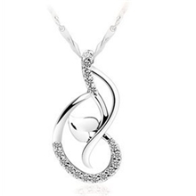 淘宝爆款饰品批发恋舞吊坠S925纯银镀白金项链锁骨短款链