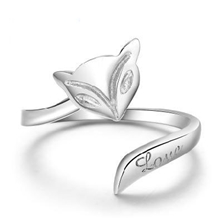 925纯银饰品批发狐狸开口戒指925银戒指银饰批发可爱