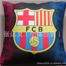 足球用品球迷纪念品球队热转印方枕球迷用品巴塞队热转印方枕
