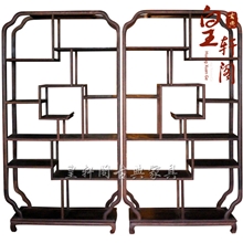 鸡翅木家具红木多宝格实木古董架陈列柜/鸡翅木酒瓶博古架1对