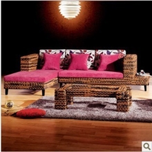 新款时尚高档藤编沙发客厅沙发茶几组合布艺沙发