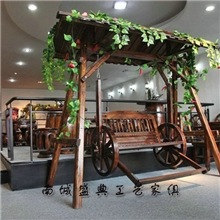 别墅庭院实木家具原生态家具无油漆环保原木户外带蓬秋千椅