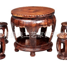 供应仿古酒桶桌凳实木公园桌凳古典木艺SD097花园桶桌凳
