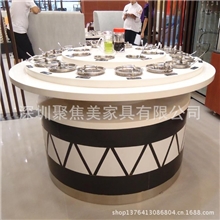 家具厂专业定制小黑牛酱料台圆形大理石酱料台火锅店调料台