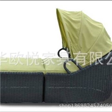 优质躺床藤椅户外休闲藤家具酒店休闲家具敞篷遮阳折叠床