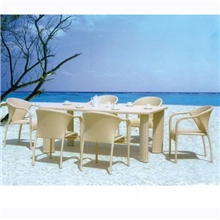 佛山美雅鑫藤椅MD-603款藤制六人餐桌椅组合户外藤椅/办公桌椅