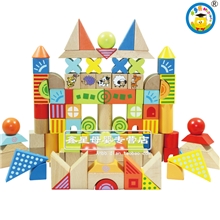 厂家直销木制玩具木多乐积木榉木积木100片多彩形状积木